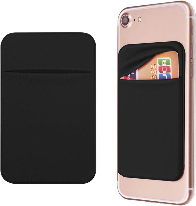 OBVIS Cell Phone Pocket Self Adhesive Card Holder Stick On Wallet Sleeve with Adhesive ID Credit Card ATM Card Holder for iPhone Android 2 PACK BLACK - Image 1